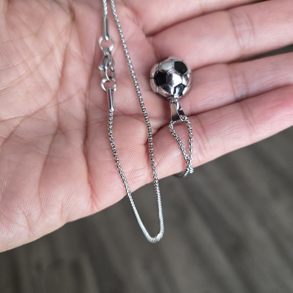 1pc Fashionable stainless Steel Sports Soccer Ball Necklace 18" - Picture 8 of 8